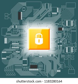 GDPR General Data Protection Regulation EU Circuit board. Gdpr Motherboard digital chip internet business. Privacy policy lock. Electronic computer hardware processor technology. Integrated processor