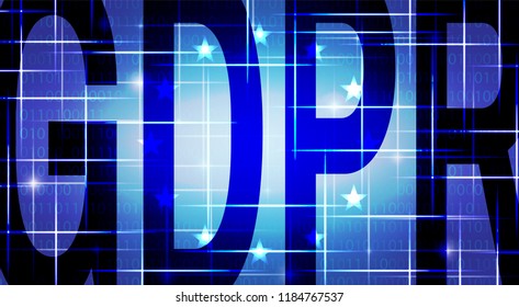 GDPR. General Data Protection Regulation. Tech Background with Text.