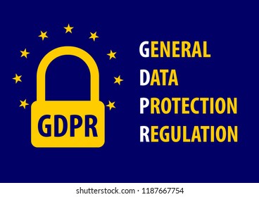 GDPR (General Data Protection Regulation) concept with European Union (EU) Flag and Padlock