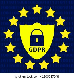 GDPR - General Data Protection Regulation. Security technology background. Vector illustration