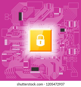 GDPR General Data Protection Regulation EU Circuit board. Gdpr Motherboard digital chip internet business. Privacy policy lock. Electronic computer hardware processor technology. Integrated processor