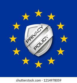 GDPR General Data Protection Regulation EU shield. Gdpr badge internet business guard shield. Safety badge vector icon. Security label. Defense safeguard tag. Privacy policy protect sticker shape icon