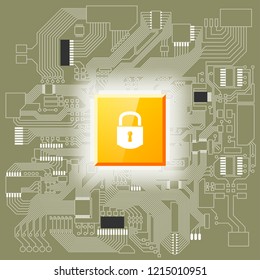 GDPR General Data Protection Regulation EU Circuit board. Gdpr Motherboard digital chip internet business. Privacy policy lock. Electronic computer hardware processor technology. Integrated processor