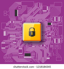 GDPR General Data Protection Regulation EU Circuit board. Gdpr Motherboard digital chip internet business. Privacy policy lock. Electronic computer hardware processor technology. Integrated processor