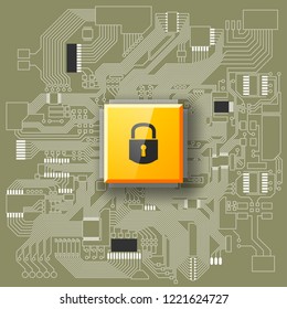 GDPR General Data Protection Regulation EU Circuit board. Gdpr Motherboard digital chip internet business. Privacy policy lock. Electronic computer hardware processor technology. Integrated processor