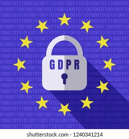 GDPR General data protection regulation symbol. Flat Vector illustration. Information security, data protection concept.