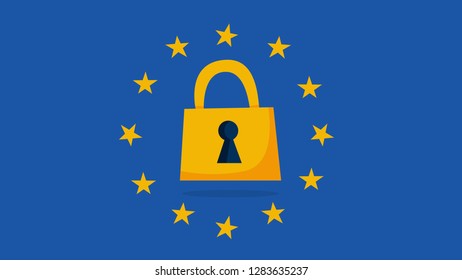 GDPR or general data protection regulation concept. Idea of computer information security. Isolated vector illustration