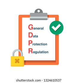 GDPR General Data Protection Regulation. Vector flat design illustration. Safety information concept