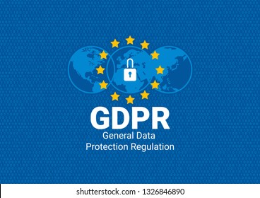 RGPD - Reglamento General de Protección de Datos. Está listo para el RGPD. Bandera de la UE. Ilustración vectorial