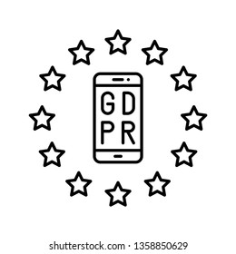 GDPR General Data Protection Regulation vector icon, line style