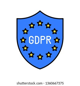 GDPR General Data Protection Regulation vector icon, filled style editable stroke