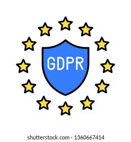 GDPR General Data Protection Regulation vector icon, filled style editable stroke