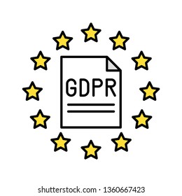 GDPR General Data Protection Regulation vector icon, filled style editable stroke