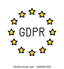 GDPR General Data Protection Regulation vector icon, filled style editable stroke