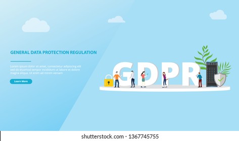 gdpr general data protection regulation concept for website template banner space - vector illustration