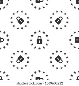 GDPR - General data protection regulation icon isolated seamless pattern on white background. European Union symbol. Security, safety, protection, privacy concept. Flat design. Vector Illustration
