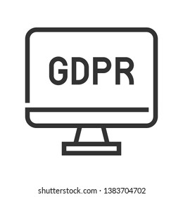 GDPR General Data Protection Regulation icon, line design
