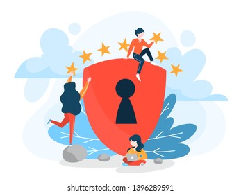 GDPR or general data protection regulation concept. Idea of computer information security. Isolated vector illustration