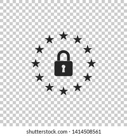 GDPR - General data protection regulation icon isolated on transparent background. European Union symbol. Security, safety, protection, privacy concept. Flat design. Vector Illustration