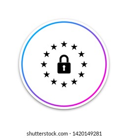 GDPR - General data protection regulation icon isolated on white background. European Union symbol. Security, safety, protection, privacy concept. Circle white button. Vector Illustration