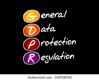 GDPR - General Data Protection Regulation acronym, technology concept background