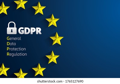 GDPR - General Data Protection Regulation. EU flag. Vector illustration