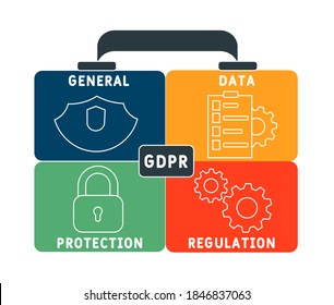 GDPR - General Data Protection Regulation acronym  business concept background. vector illustration concept with keywords and icons. lettering illustration with icons for web banner, flyer, landing 