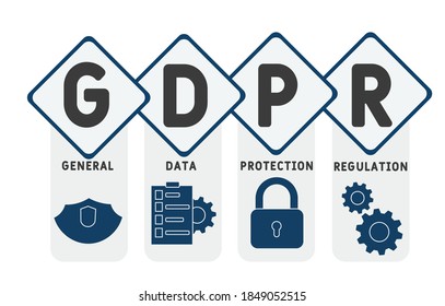 GDPR - General Data Protection Regulation acronym  business concept background. vector illustration concept with keywords and icons. lettering illustration with icons for web banner, flyer, landing 