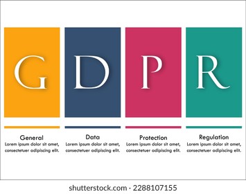 GDPR - General Data Protection regulation Acronym. Infographic template with Icons and description placeholder