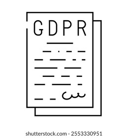 gdpr regulamento geral de proteção de dados no vetor de ícone de linha da união europeia. gdpr regulamento geral de proteção de dados no sinal da união europeia. símbolo de contorno isolado ilustração em preto