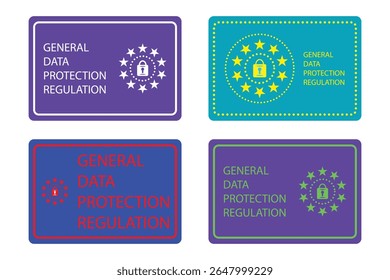GDPR General Data Protection Regulation Compliance Logo Template Stickers set in Vibrant Colors Vector Illustration.