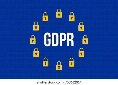 GDPR - General Data Protection Regulation, eu flag stylized vector background