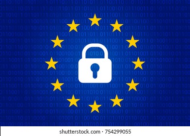 GDPR - General Data Protection Regulation. Security technology background. Vector illustration