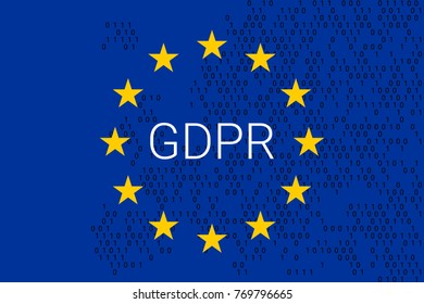 GDPR - General Data Protection Regulation. EU map and flag. Vector illustration
