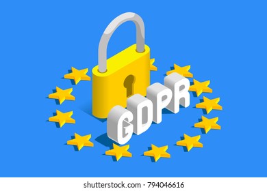 GDPR General Data Protection Regulation. EU flag. Vector illustration