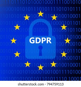 GDPR - General data protection regulation. Updated rules of personal data processing. Sign or symbol vector illustration