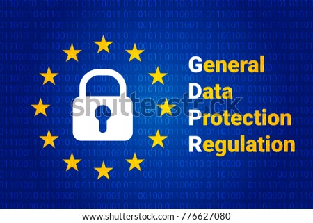 GDPR - General Data Protection Regulation. Text: Are you ready for GDPR. EU flag. Vector illustration