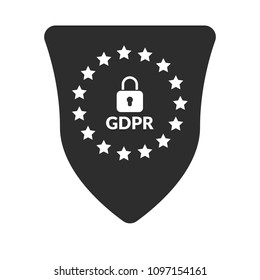 GDPR icon with black shield.