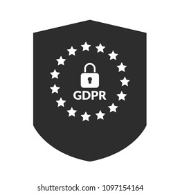 GDPR icon with black shield.
