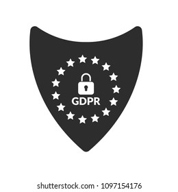 GDPR icon with black shield.