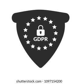 GDPR icon with black shield.