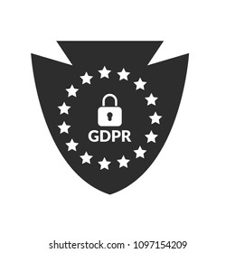GDPR icon with black shield.