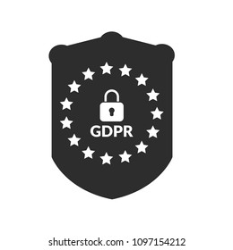 GDPR icon with black shield.