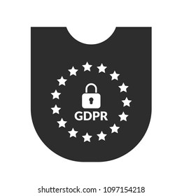 GDPR icon with black shield.
