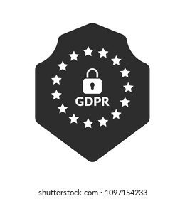 GDPR icon with black shield.