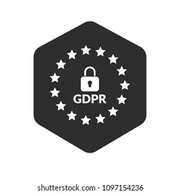 GDPR icon with black shield.