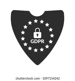 GDPR icon with black shield.