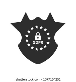 GDPR icon with black shield.