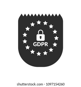 GDPR icon with black shield.