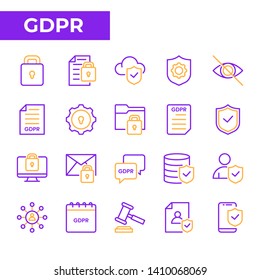 GDPR Icon Set, Duotone Line Icon Style